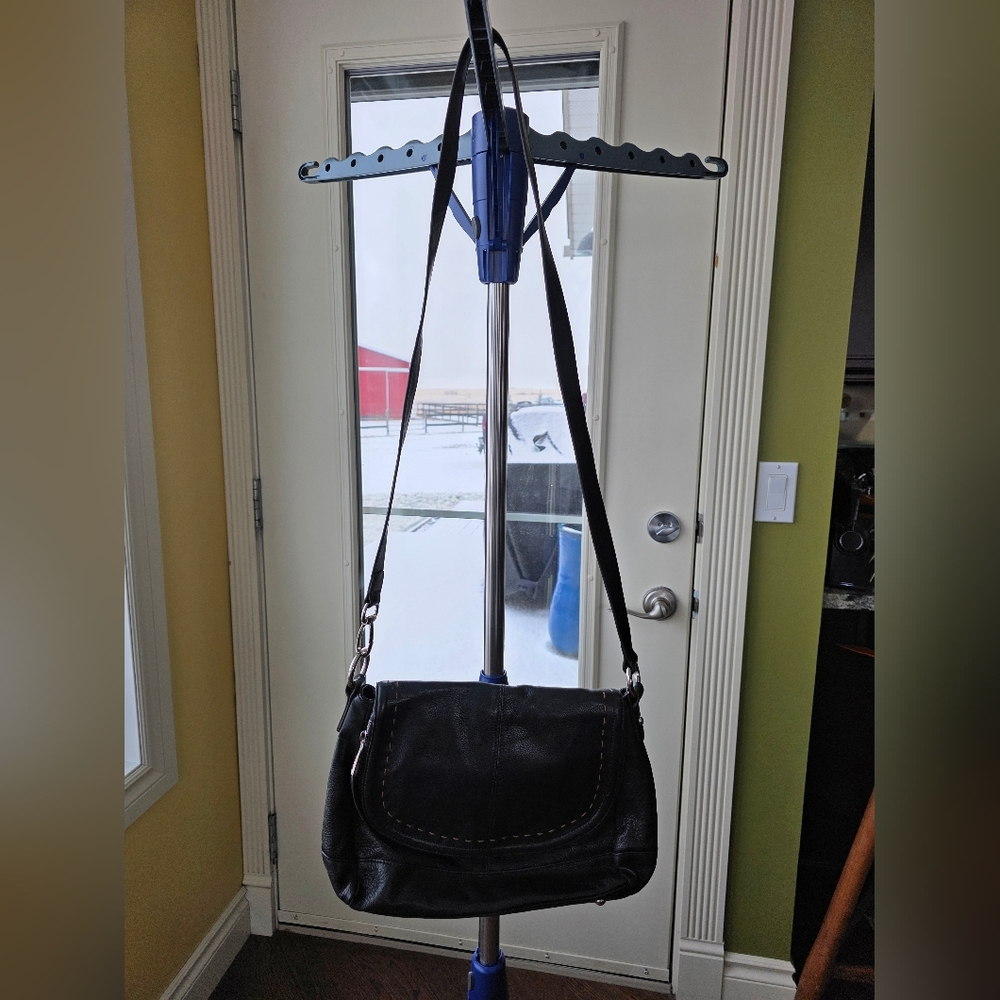 b. makowsky Black Leather Shoulder Bag